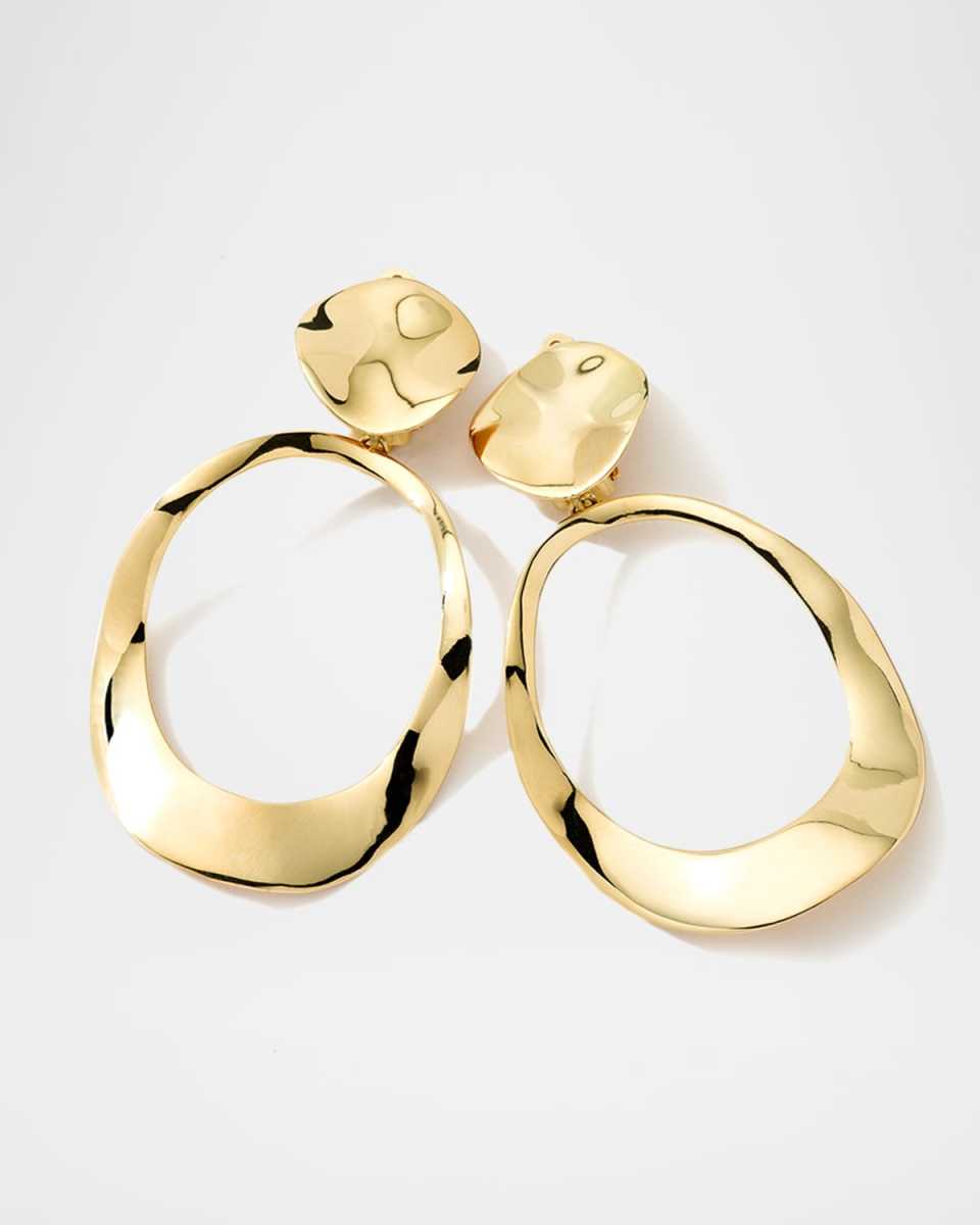 18K Classico Medium Wavy Open Oval Clip Earrings